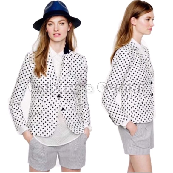 J. Crew Jackets & Blazers - NWOT J.Crew White Schoolboy Blue Polka Dot Blazer